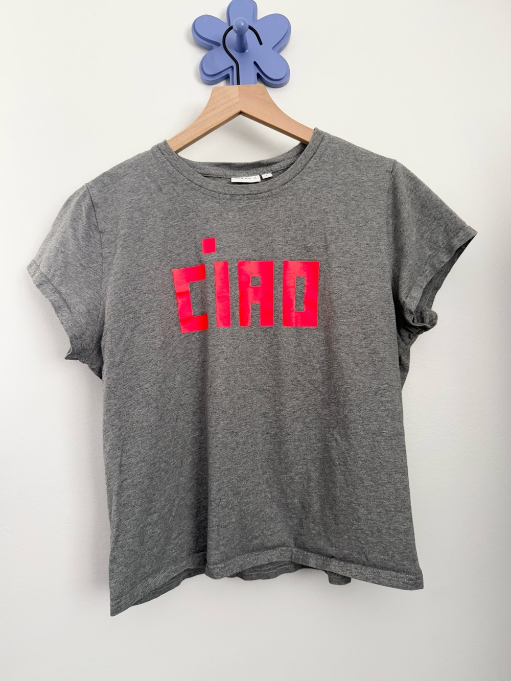 Clare V. Large Classic Ciao Tee Grey Boxy Fit